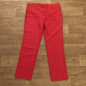 MOGU Men's Front Flat Semi Casual Slim Fit Red Dress Pants - 38